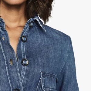 Reiss Women's Blue Denim Button Down Shirt Size Small 4